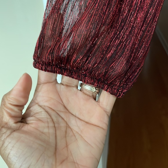 New York & Co. Metallic Tie Neck Blouse - Picture 5 of 8